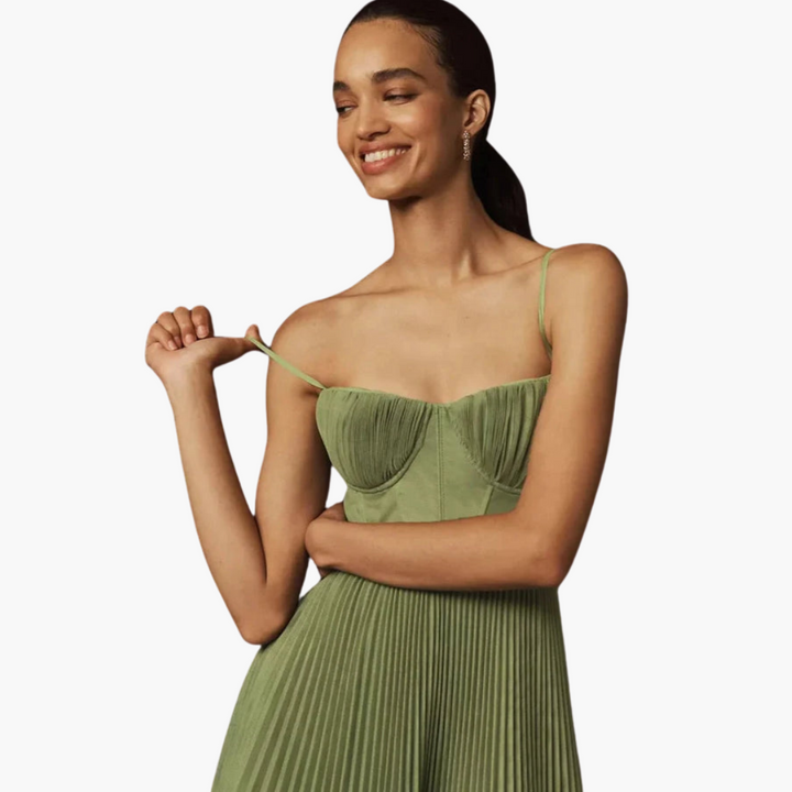 Women’s Midi Dress with Bustier and Pleats