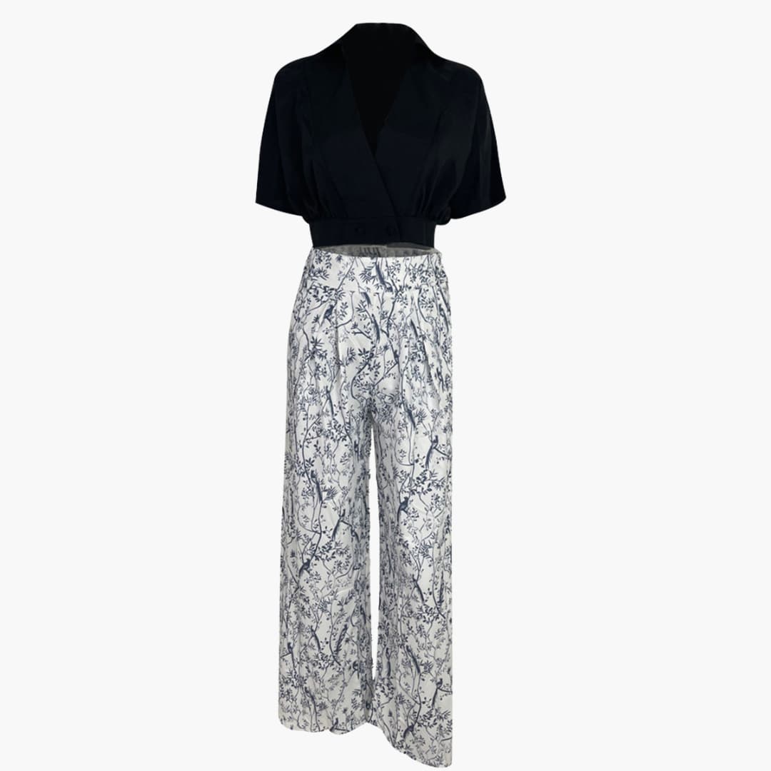 Women’s two-piece set with puff sleeve top and palazzo Pants