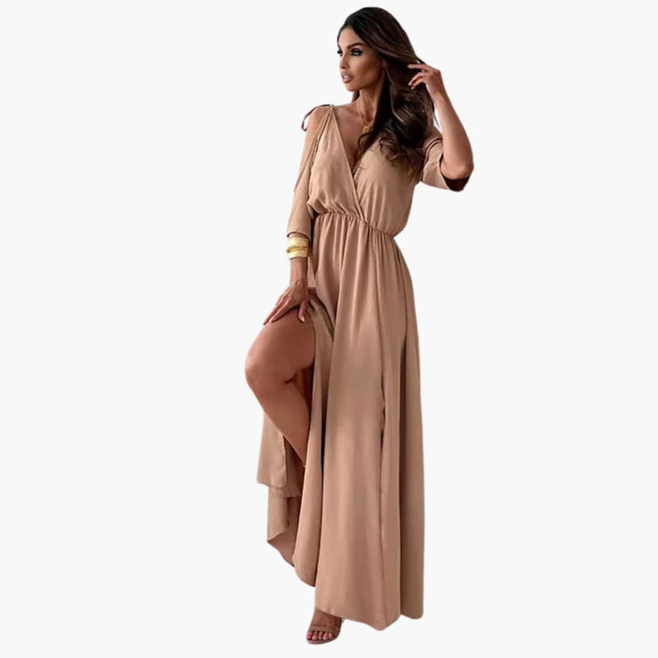 Women’s Maxi Dress with Cold-Shoulder Detail and Side Split
