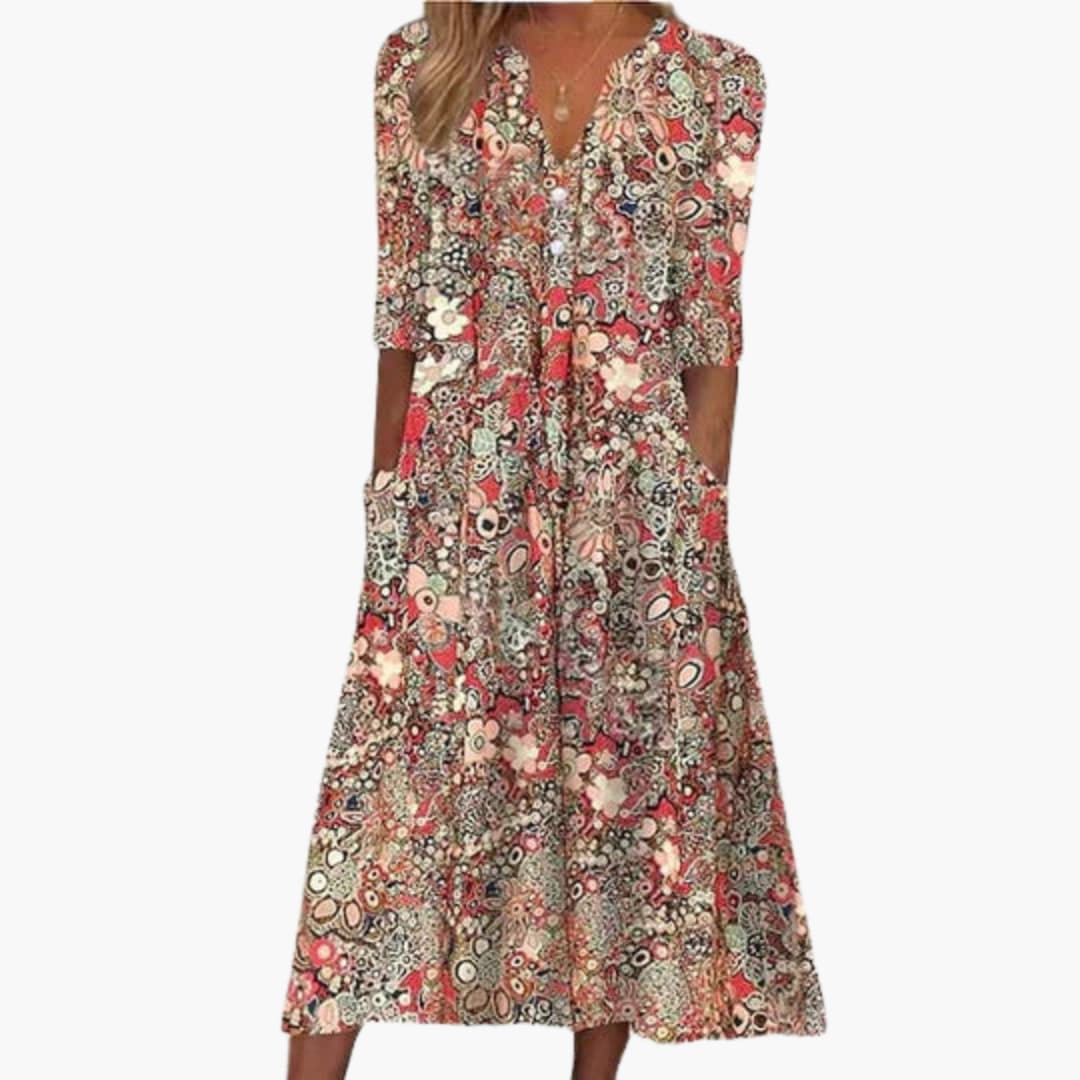 Bohemian Style Midi Dress for Women - Casual Summer Wear -  Made By Riley