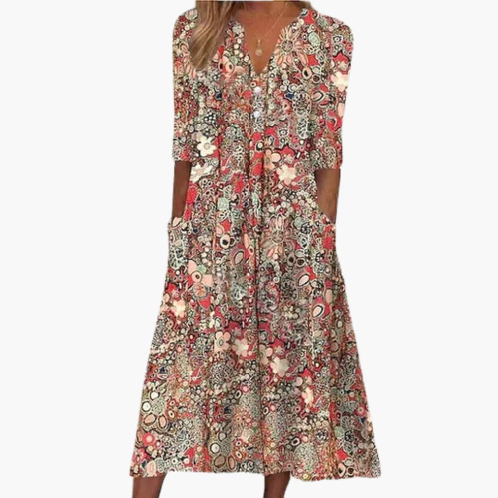 Bohemian Style Midi Dress for Women - Casual Summer Wear -  Made By Riley