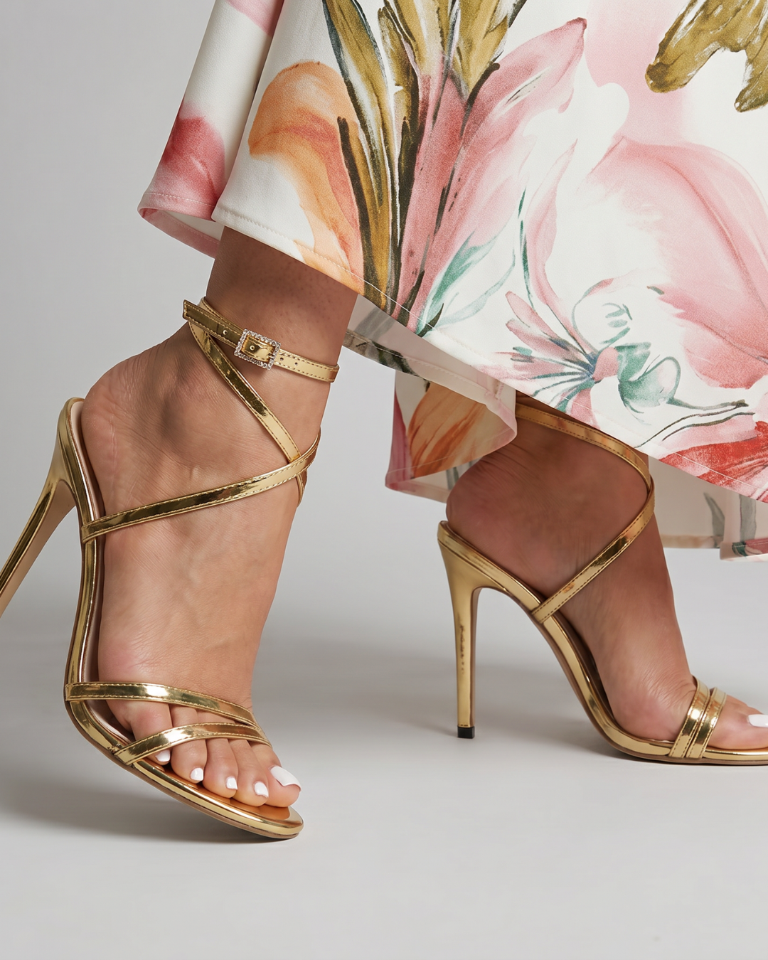 Isolde | Metallic Wrap Strap Stiletto Sandals
