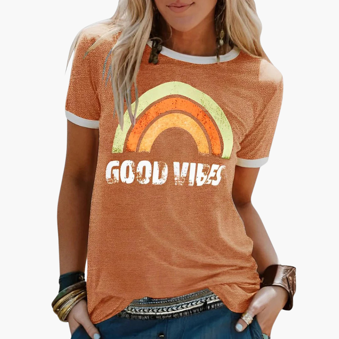Women’s T-Shirt with Crew Neck and Graphic Print