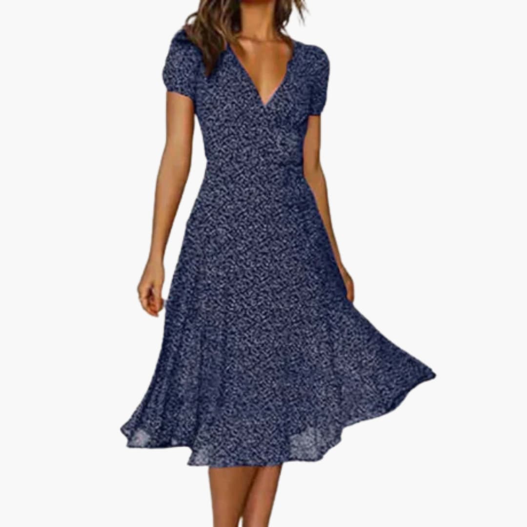 Women’s A-Line Summer Dress with V-Neck and Swing Hem
