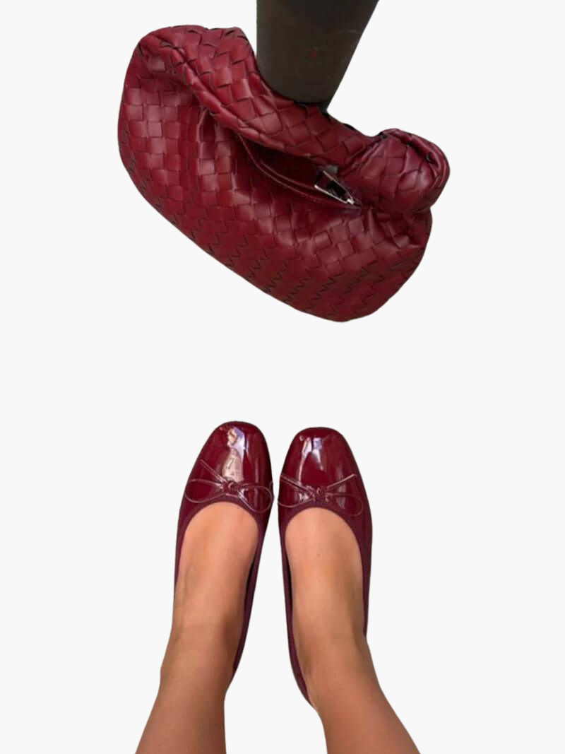 Bow-Detail Vegan Leather Ballet Flats - Women&