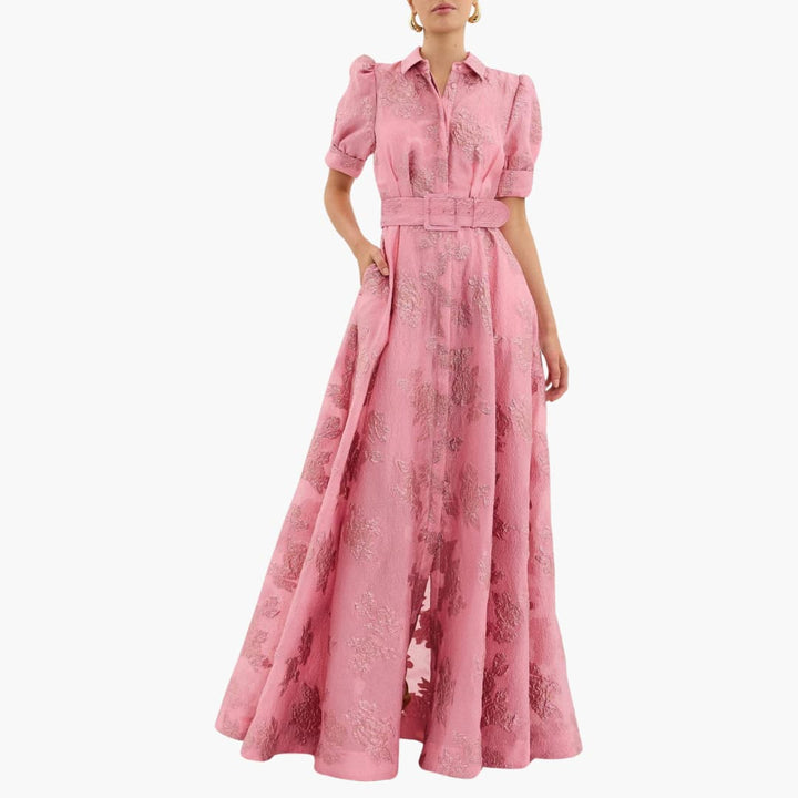 Women’s Maxi Dress with Puff Sleeves and Floral Print