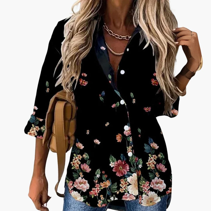 Women’s Blouse with Button Fastening and Floral Print