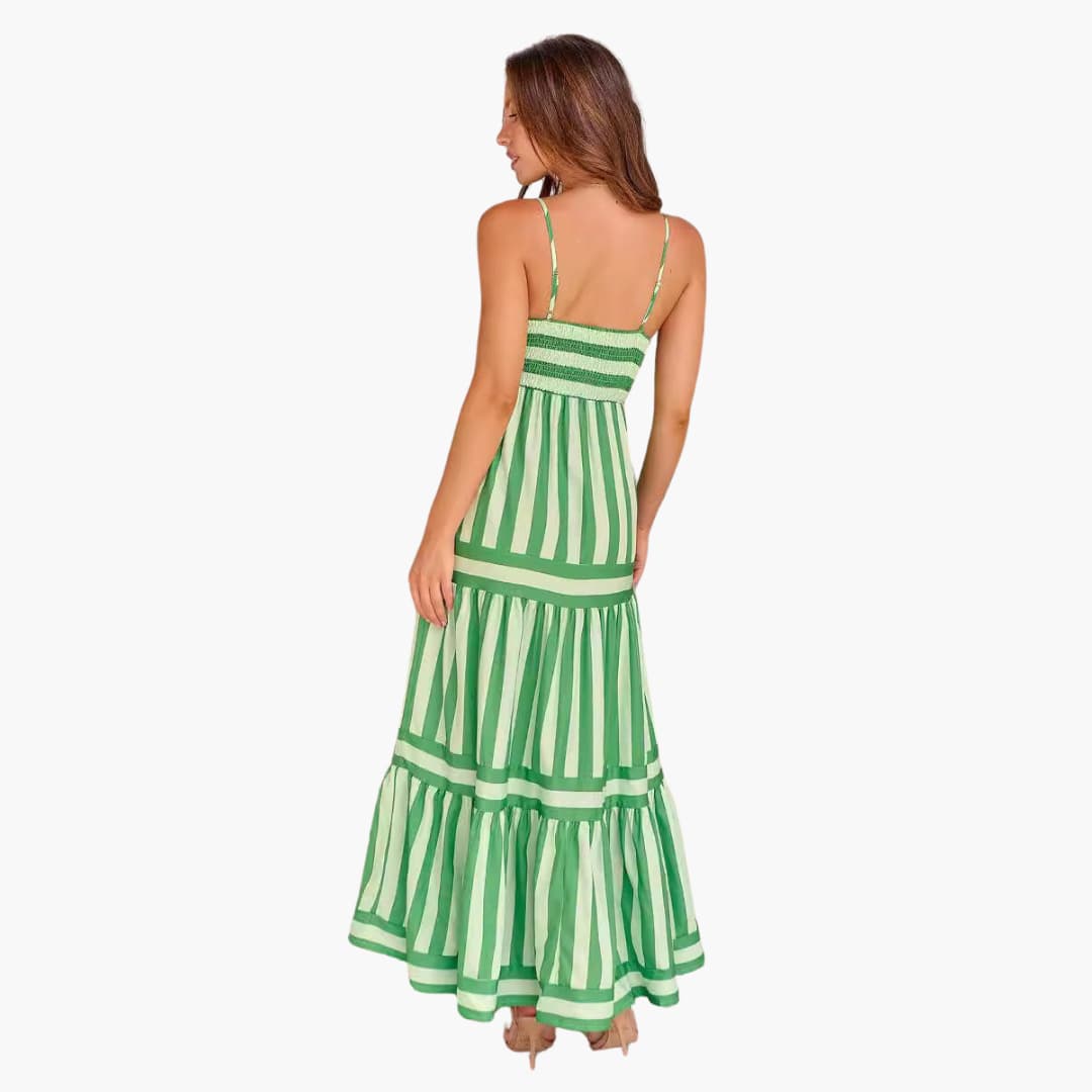 Women’s Maxi Dress with Tiered Skirt and Adjustable Straps