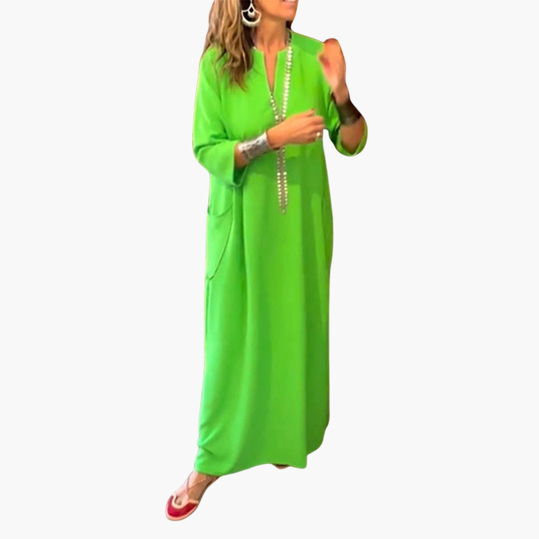 Women’s Maxi Dress with V-Neck and Flowing Silhouette