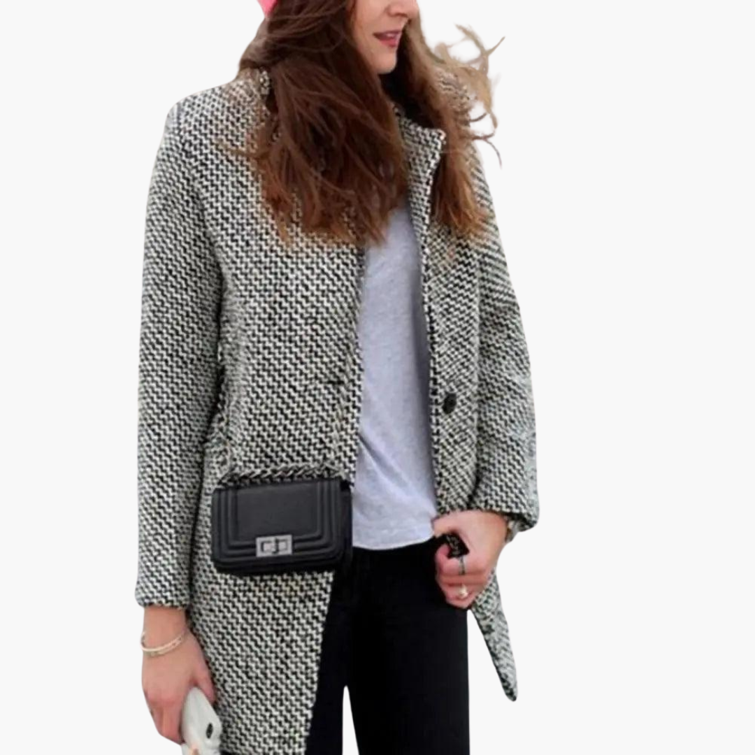 Women’s Longline Wool-Blend Trench Coat with Tailored Fit