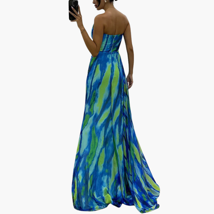 Women’s Maxi Dress with One-Shoulder and Flowing Silhouette
