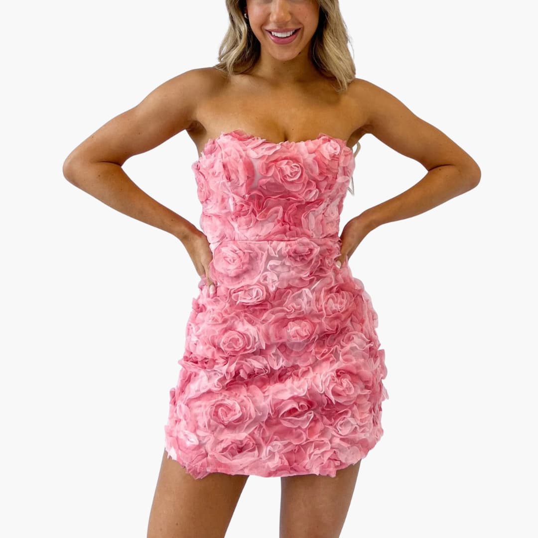 Women’s Mini Dress with Floral Surface
