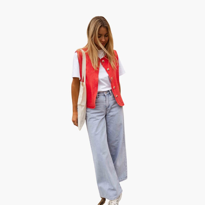 Women’s Sleeveless Button-Front Vest