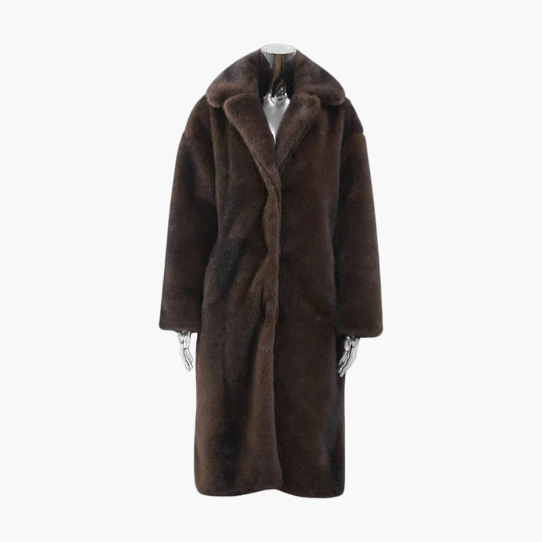 Women’s Longline Winter Coat with Button Fastening and Lining