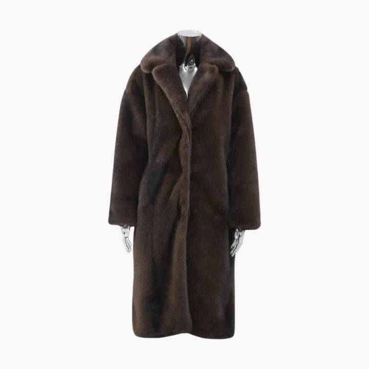 Women’s Longline Winter Coat with Button Fastening and Lining