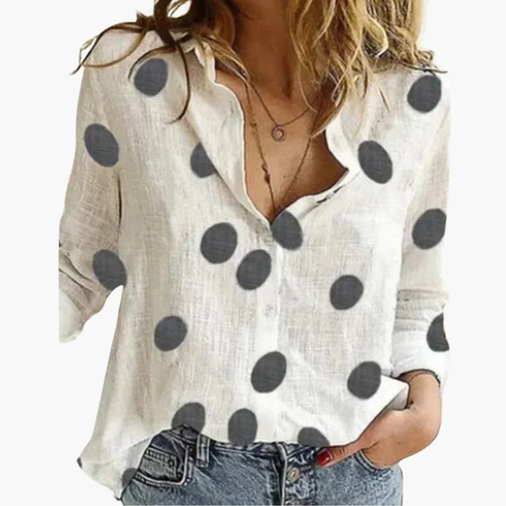 Women’s Blouse with Button Fastening and Printed Design