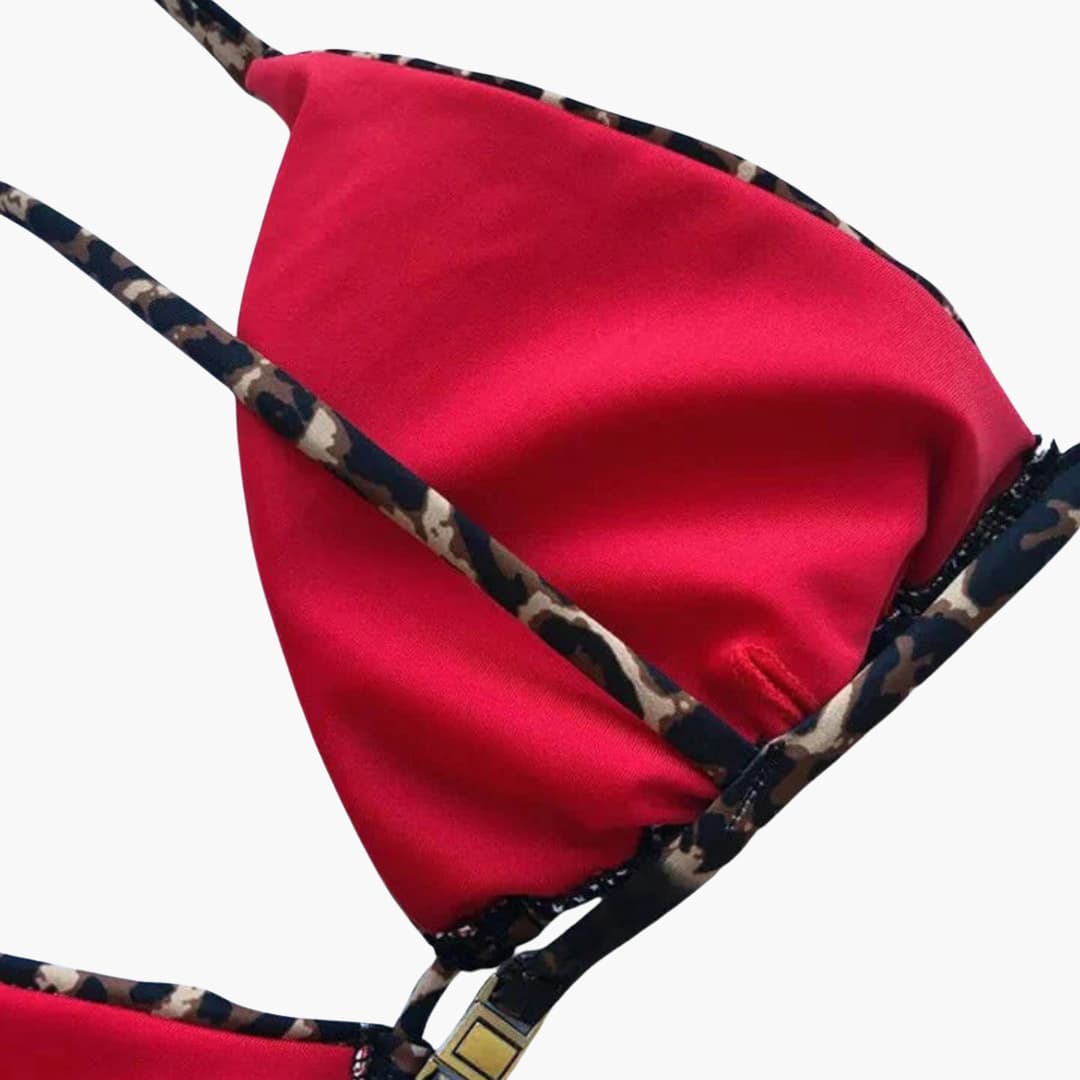Women’s Bikini Set with High - Waisted Bottoms and Leopard Print