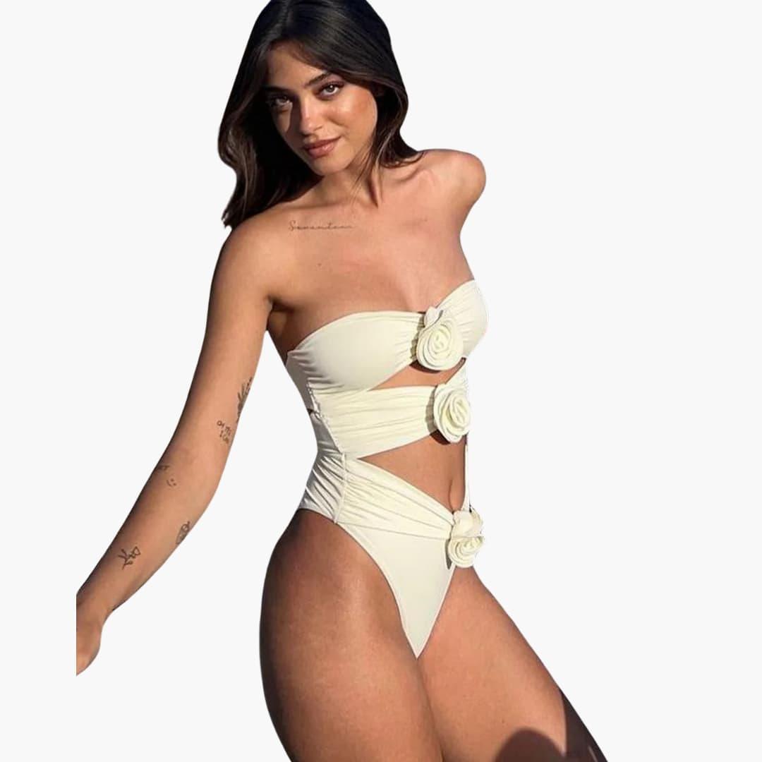 Women’s One-Piece Swimsuit with Cut-Outs and High-Waist Design