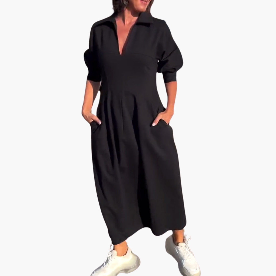 Women’s Midi Dress with Shaped Fit and Flared Skirt