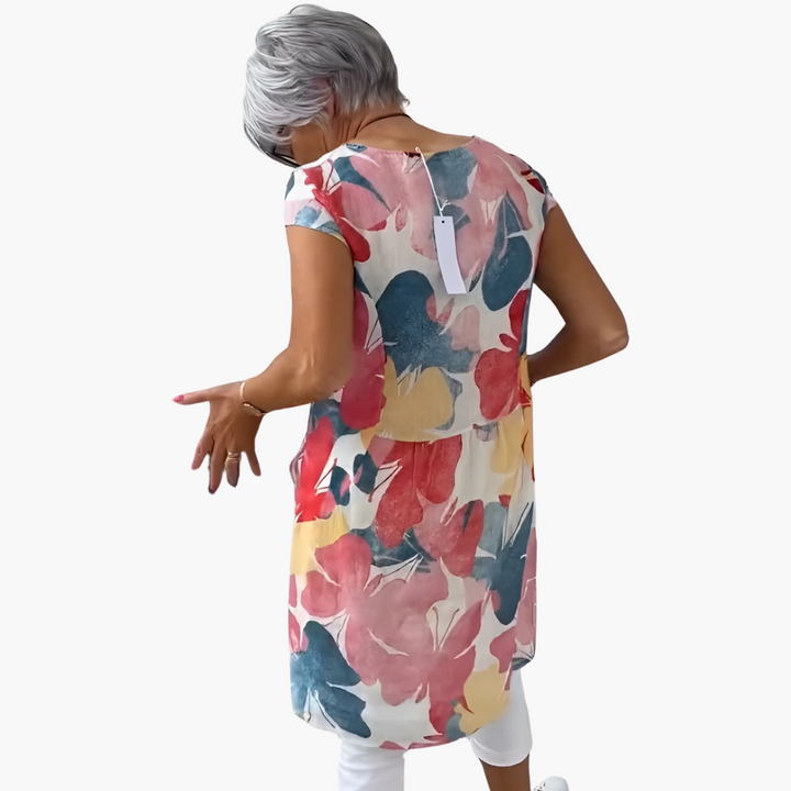 Women’s Shirt Dress with Floral Print and Pockets