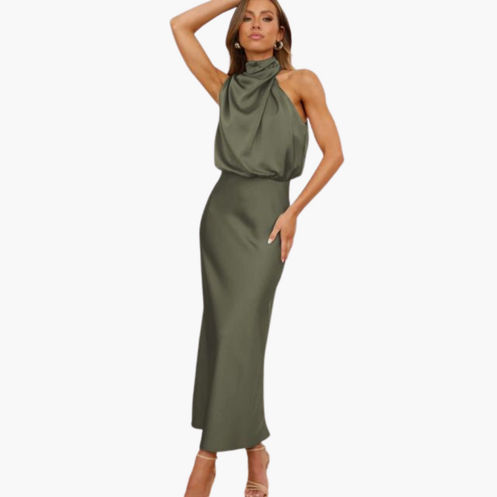 Women’s Halter Dress with Belt Detail and Fitted Silhouette
