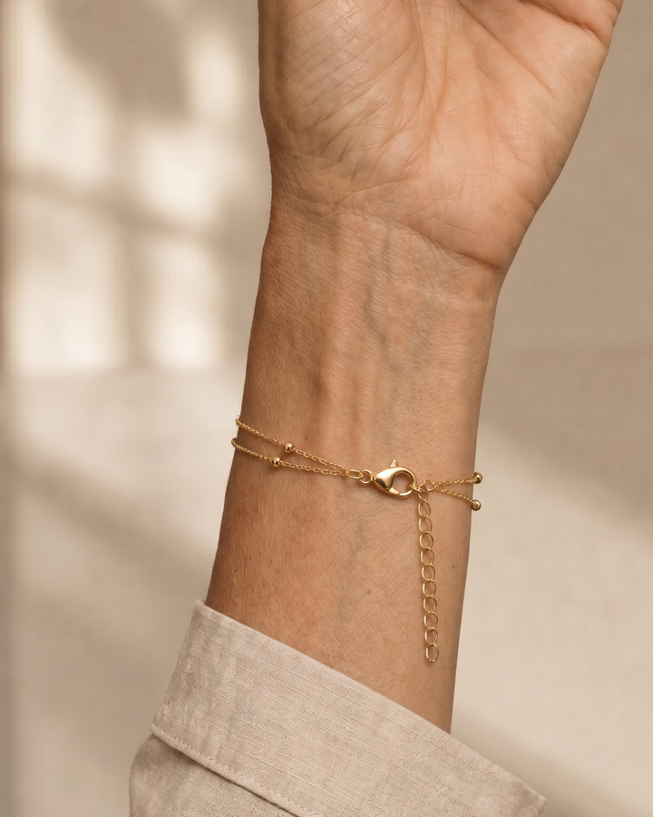 Elowara | Beaded Double Chain Anklet