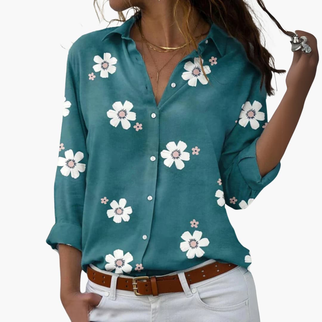 Women’s Button Up Blouse with Floral Print