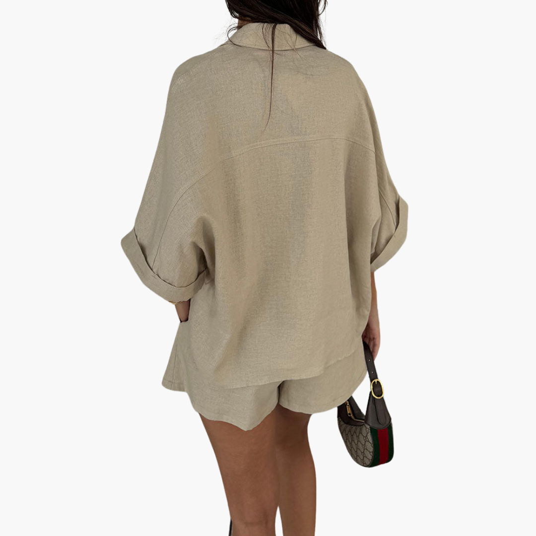 Women’s Two Piece Co Ord Set with Collared Shirt