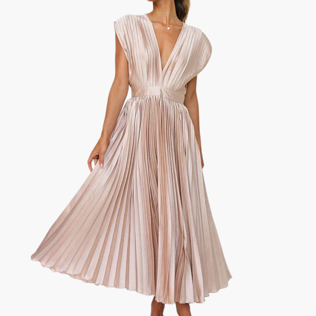 Women’s Midi Dress with Puff Sleeves and Floral Print
