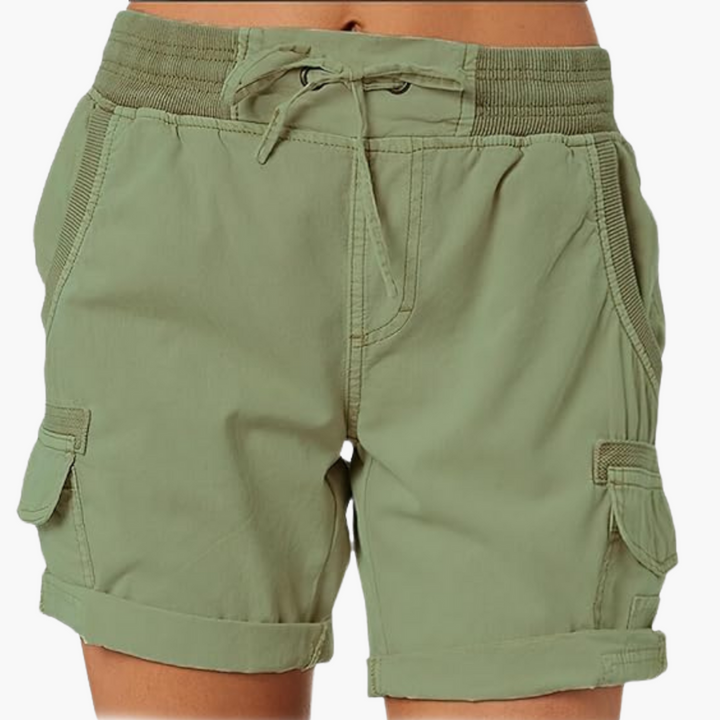 Women’s Cargo Shorts with Multiple Pockets and Structured Waistband