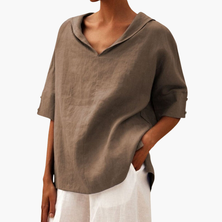 Women’s Casual Blouse with Striped Pattern and Flowy Fit