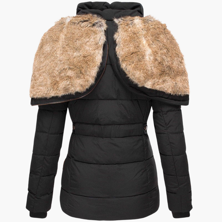 Women Hooded Parka Jacket with Fur Lining and Slim Fit