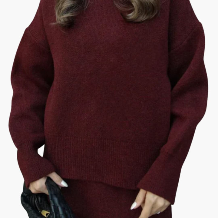 Women’s Two-Piece Knitted Sweater and Skirt Set