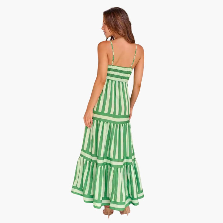 Women’s Maxi Dress with Tiered Skirt and Adjustable Straps