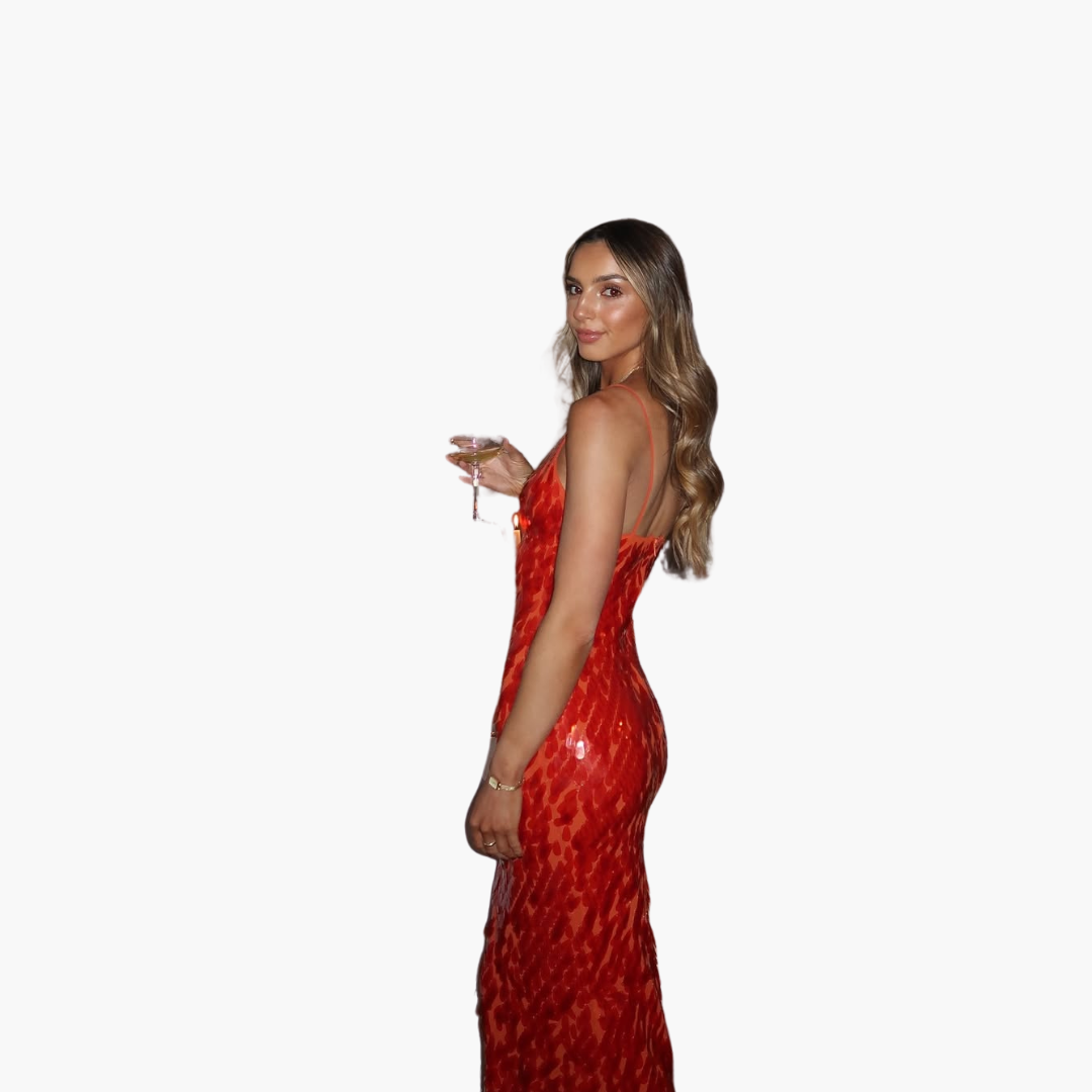 Women’s Maxi Dress with Sequins and V-Neck