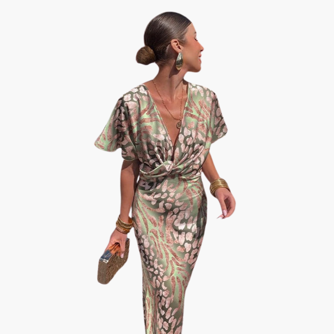 Women’s Silk Midi Dress with Wrap Design