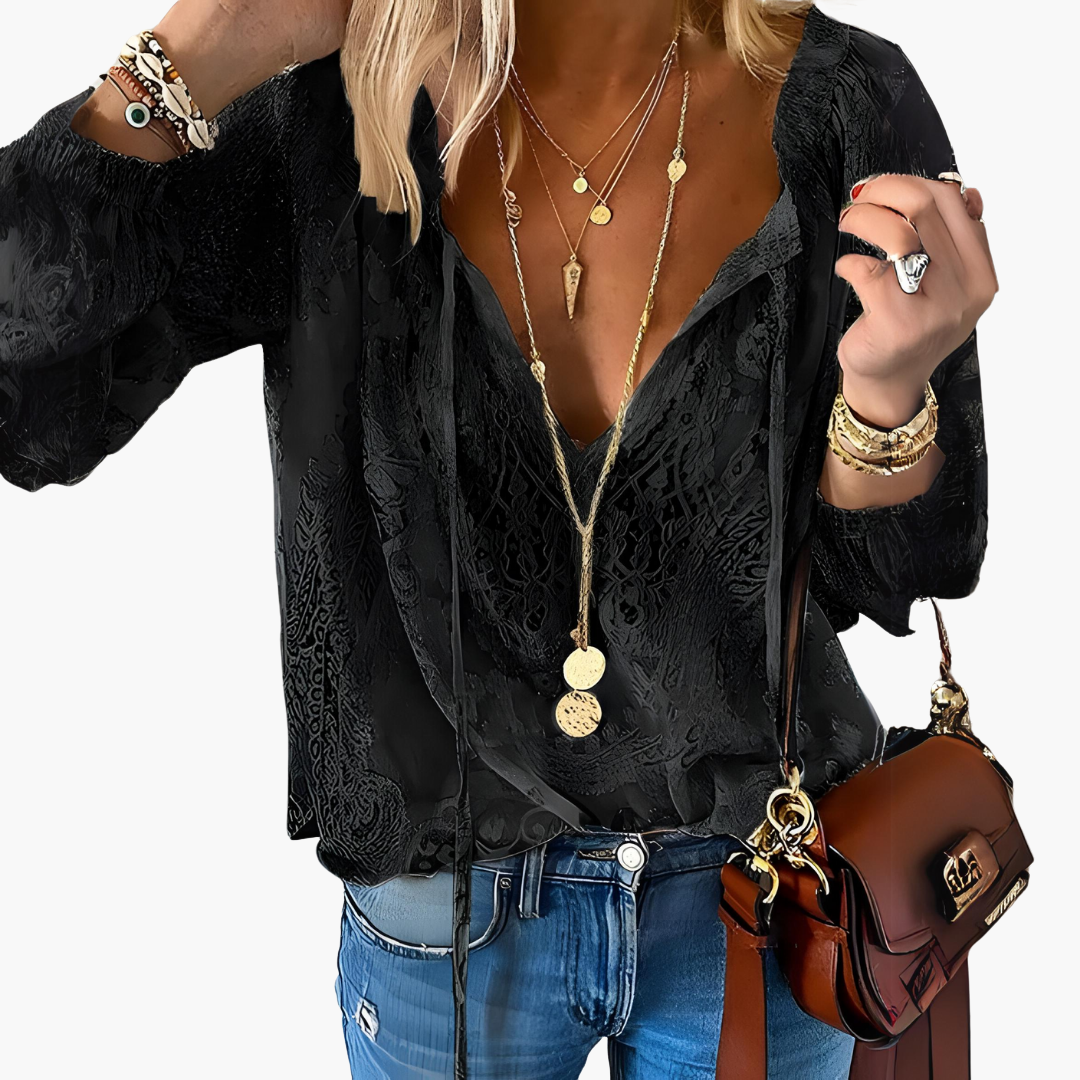 Boho Blouse for Women - Elegant Slit Neckline &amp; Airy Style -  Made By Riley