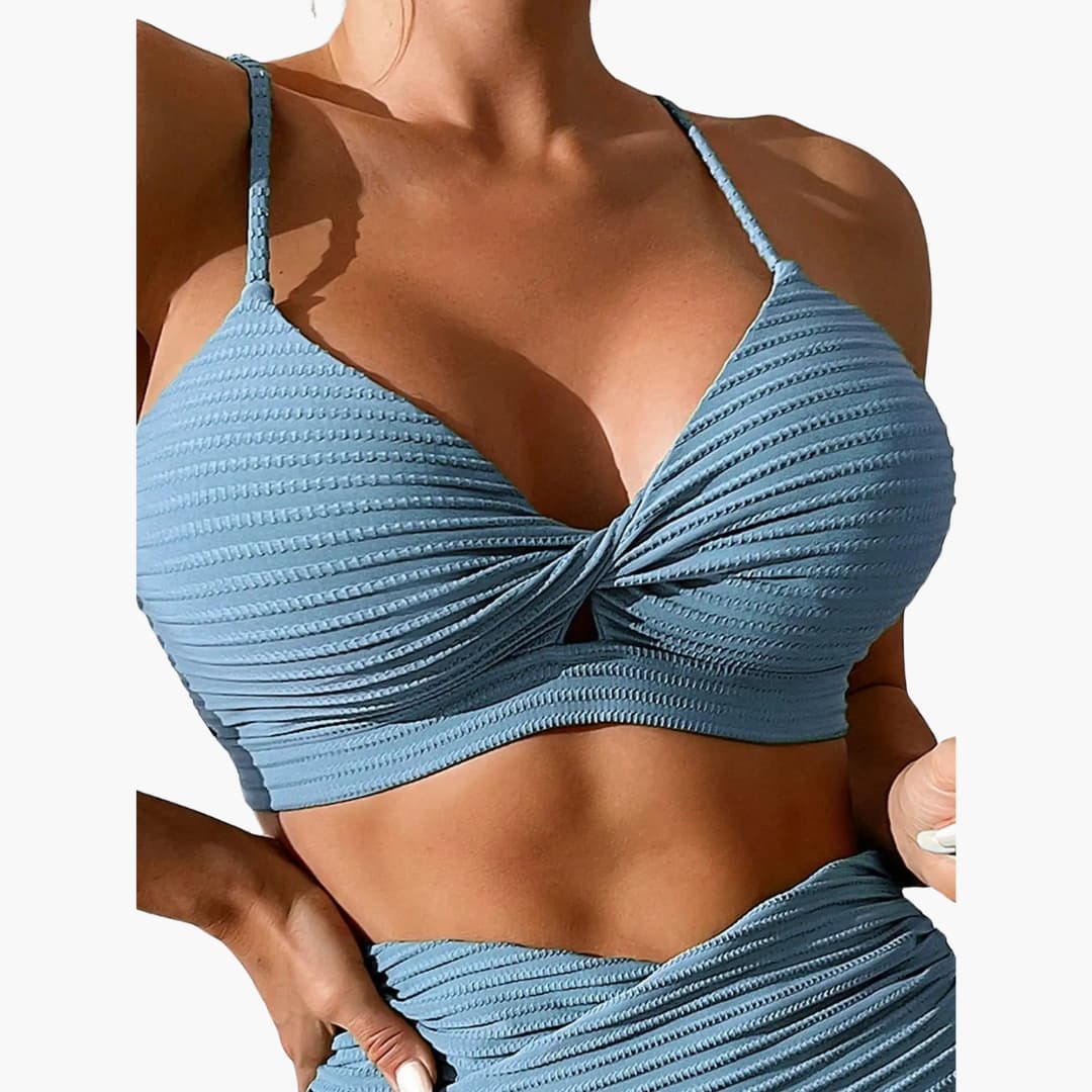 Women’s Bikini Set with High - Waisted Bottoms and Leopard Print
