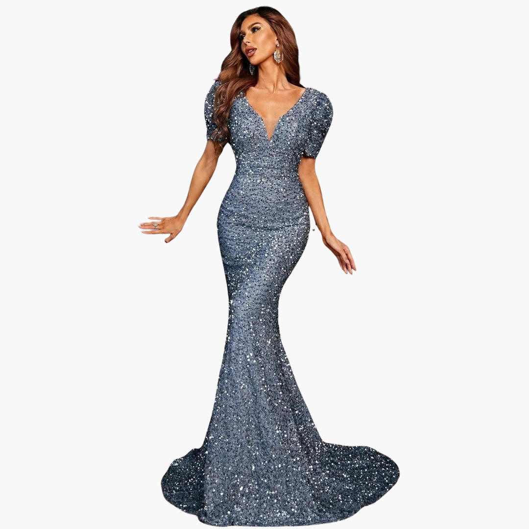Women’s Maxi Dress with V-Neck and Sequin Embellishment