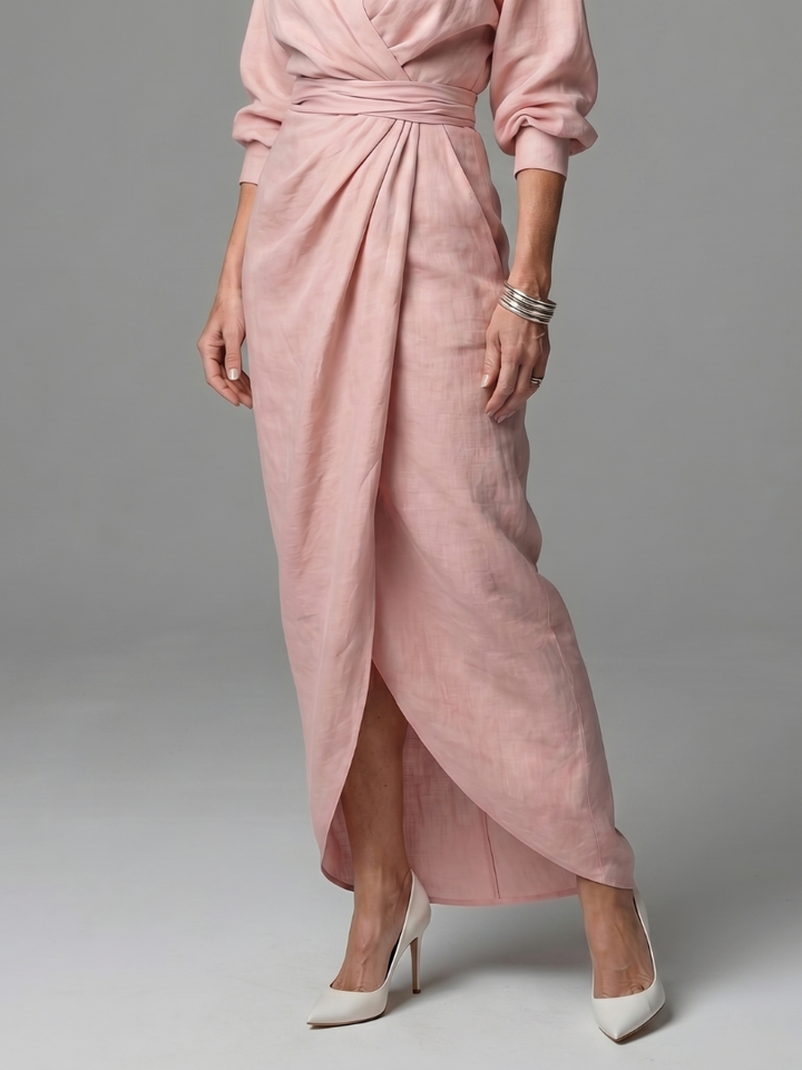 Olympia | Diagonal Drape Maxi Dress