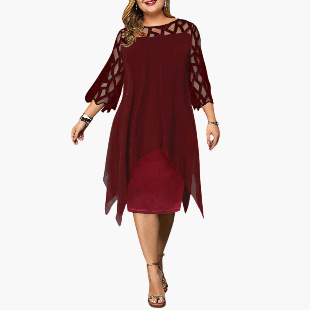Women’s Midi Dress with Cut-Out Sleeves and Fitted Silhouette