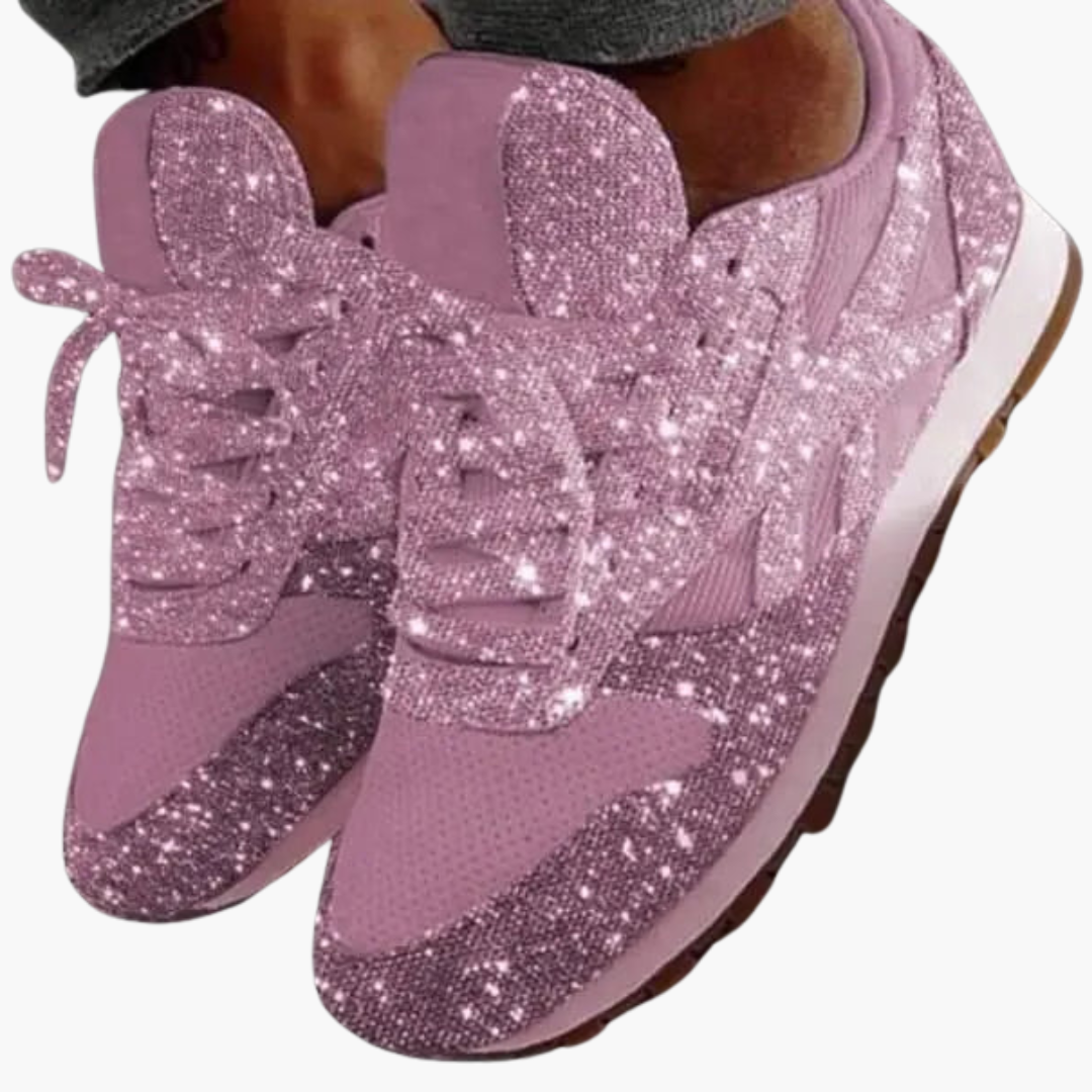 Women’s Sneakers with Low-Top and Glitter Embellishments