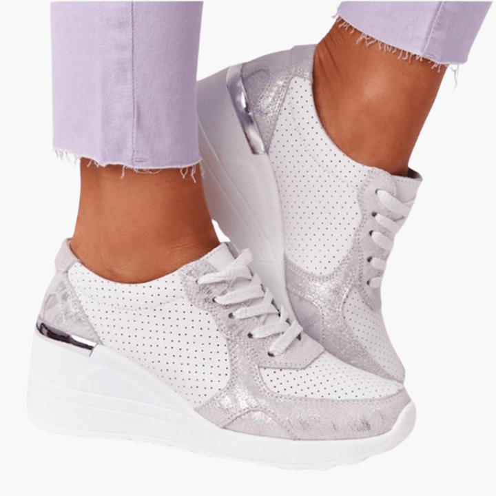 Women’s Platform Wedge Sneakers with Lace-Up Design