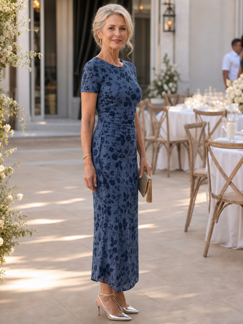 Sabella | Short Sleeve Crew Neck Midi Dress