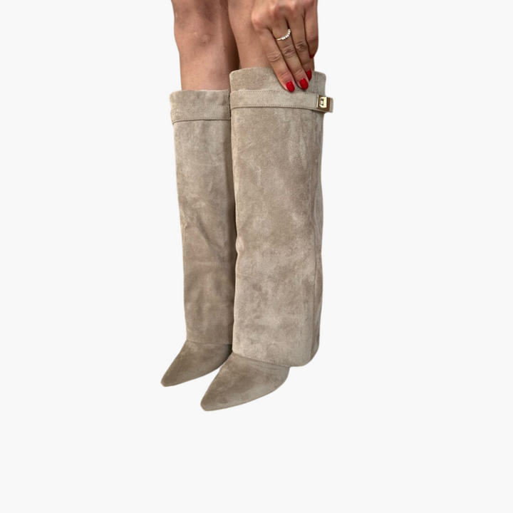 Women’s Over-the-Knee Boots with Pointed Toe and Buckle