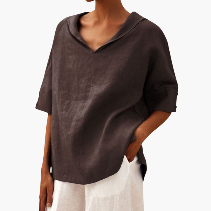 Women’s Casual Blouse with Striped Pattern and Flowy Fit