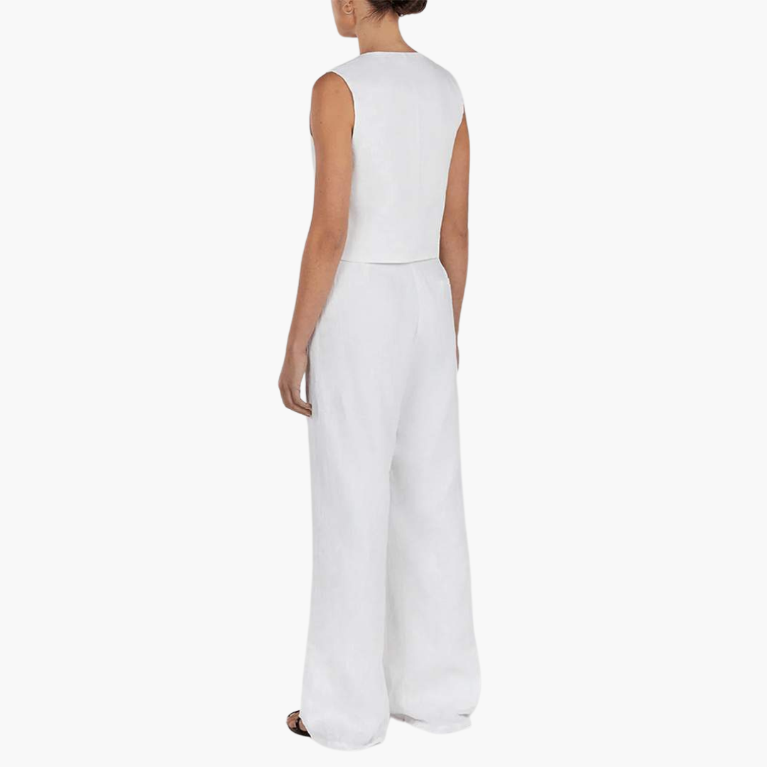 Women’s V-Neck Vest and Wide-Leg Pants Set