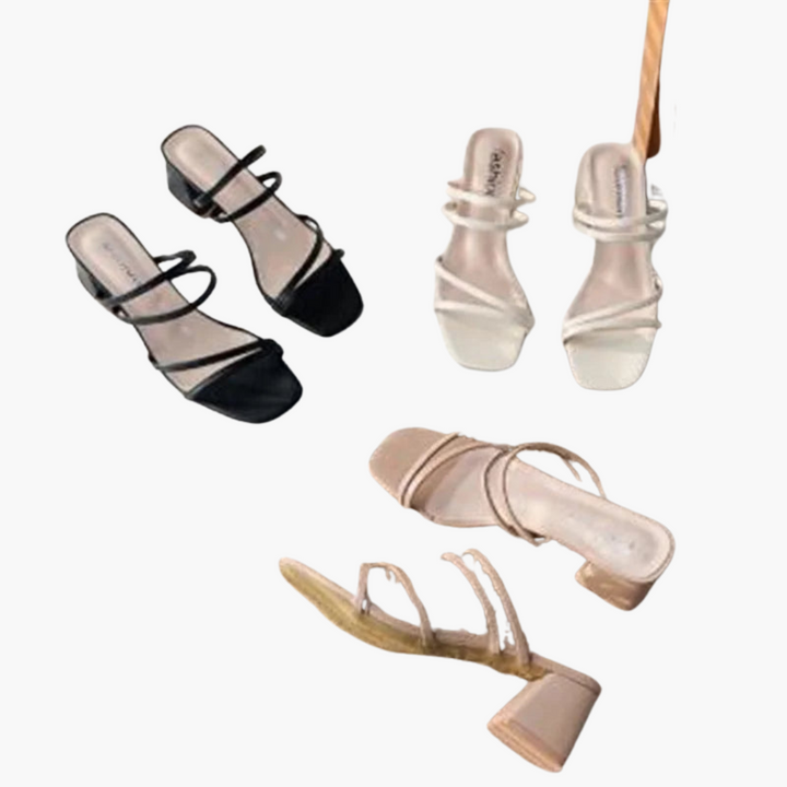 Women’s Heeled Sandals with Strappy Upper and Open Toe