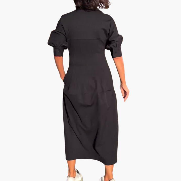 Women’s Midi Dress with Shaped Fit and Flared Skirt