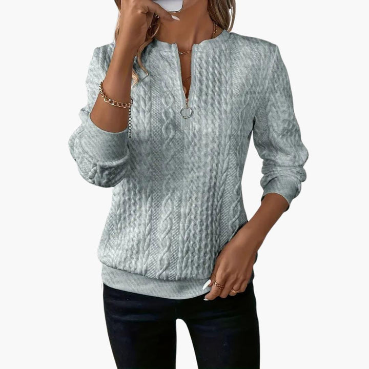 Cable Knit Zip Sweater – Women&